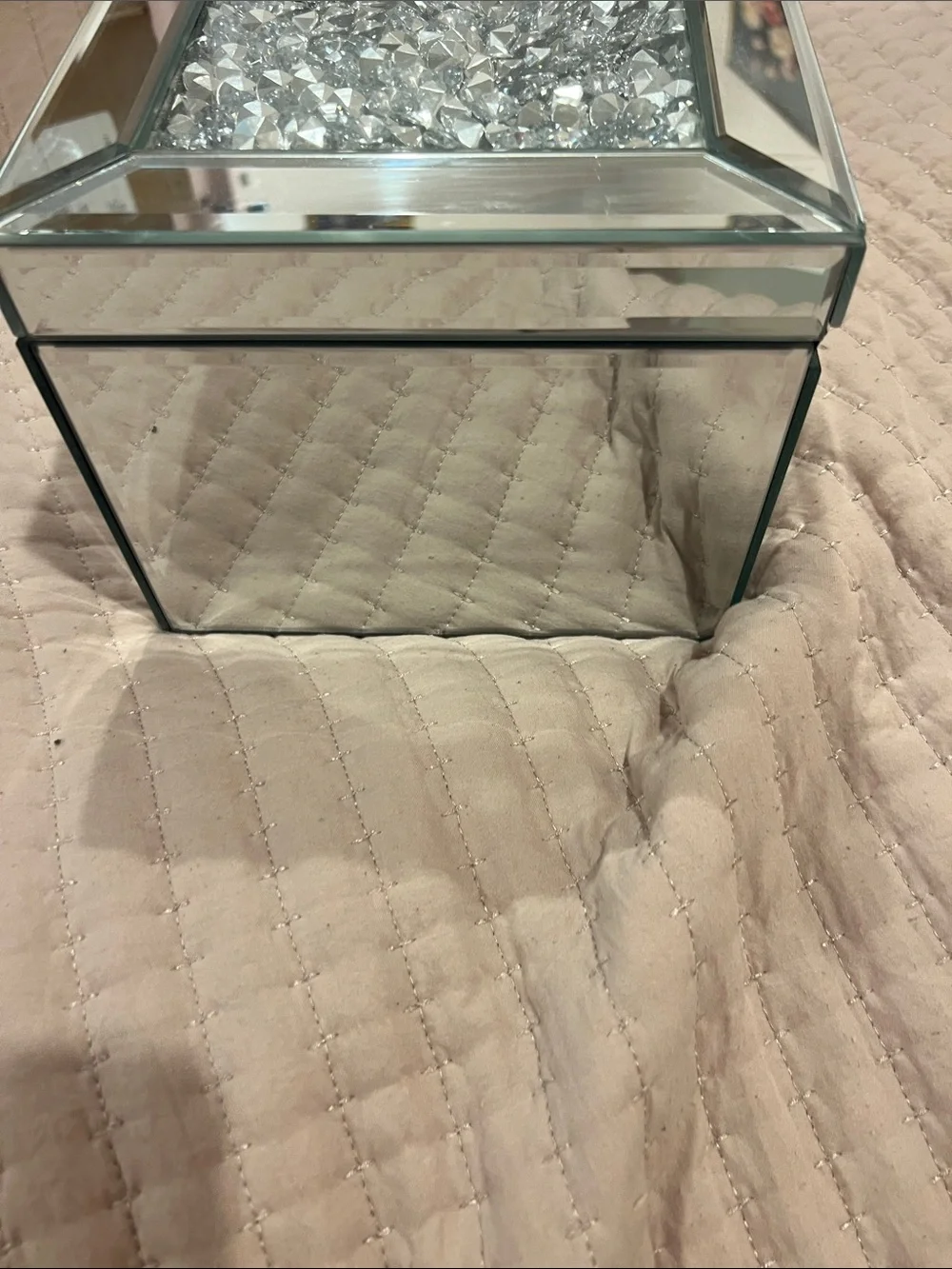 Z Gallerie Mirrored Decorative Jewelry Box with Crystal Accent - Silver